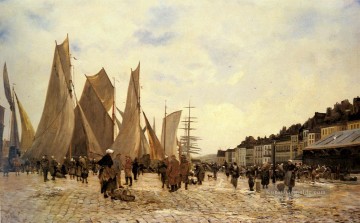 die Docks in Dieppe Szenen Hippolyte Camille Delpy Ölgemälde